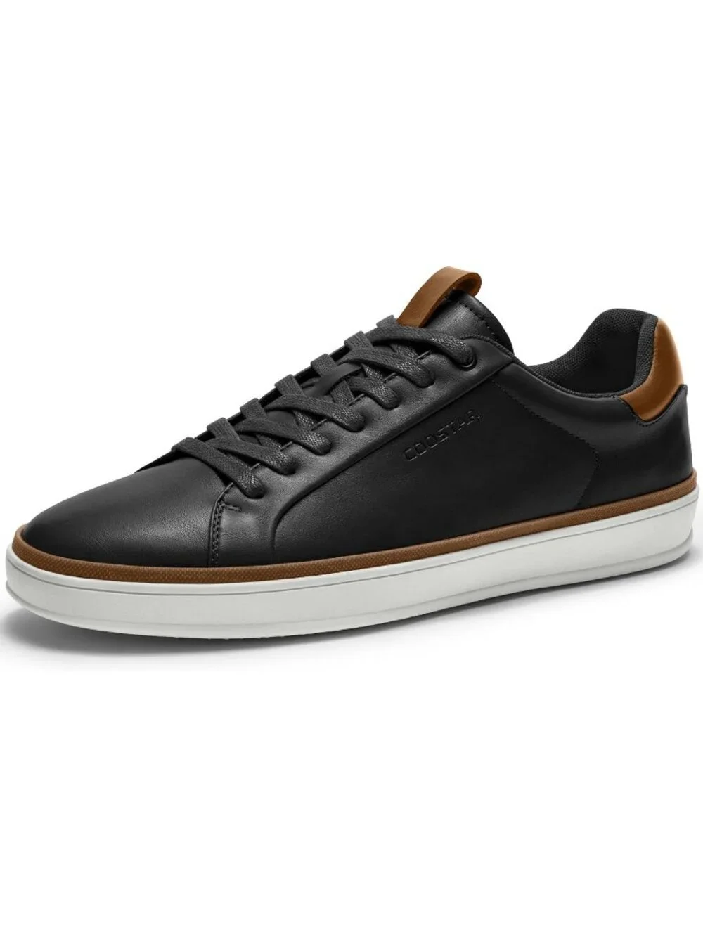 Coostar Men's Black Rubber Sole Lightweight Comfortable Classic Lace Up Sneakers